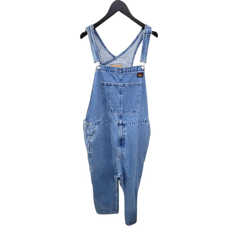 Levi's Blue Denim Bib Overalls Mens 3XL Carpenter Workwear Loose Fit Jeans